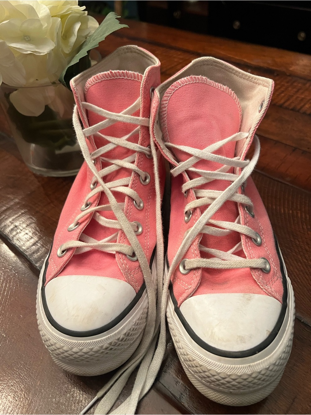 Pink High-Top Converse Sneakers